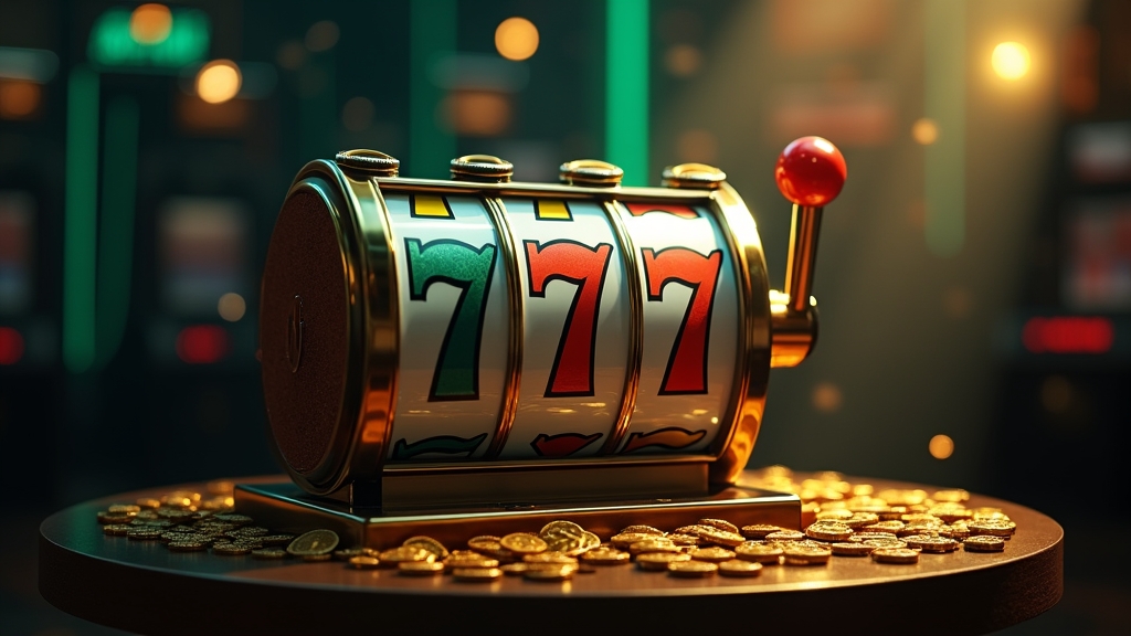 Caça-níqueis com tokens de rodadas grátis em um cassino escuro