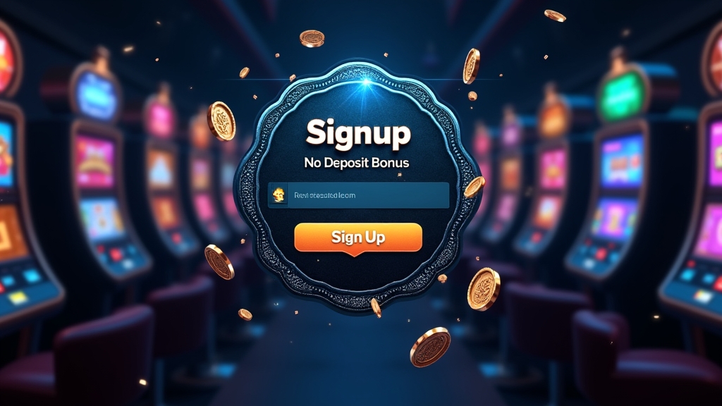 Tela de cadastro com selo de bônus sem depósito e slots ao fundo